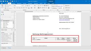 RechnungKleinunternehmer anhand von Word und ExcelVorlage mit Edi als PDF erstellen [upl. by Poirer]