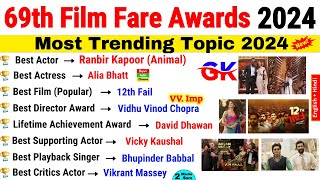 69th Filmfare Awards 2024  Film awards 2024  Awards amp Honours 2024  Current Affairs 2024 [upl. by Mitran976]