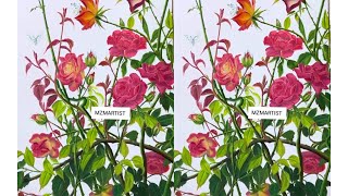 flower painting step by stepacrylic painting tutorialMZMARTIST [upl. by Janifer940]