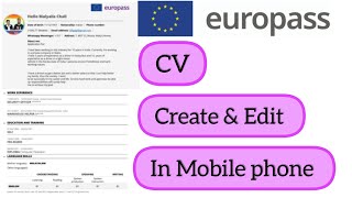 Europass CV Create amp Edit in Mobile Phone Malayalam malta visa kerala [upl. by Ahsimed]