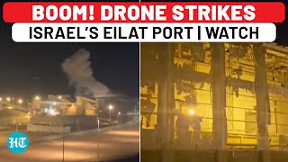 On Camera Drone Fired By Iraq’s Islamic Resistance Crashes Into Israel’s Eilat Port  Gaza War [upl. by Enelrac]