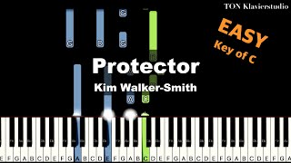 Kim WalkerSmith  Protector Key of C  EASY Piano Cover Tutorial [upl. by Shurlocke]