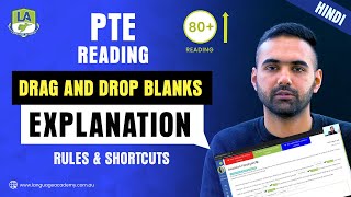 PTE Reading Drag and Drop Blanks Rules amp Shortcuts HINDI  Practice Explanation  Language Academy [upl. by Earezed]