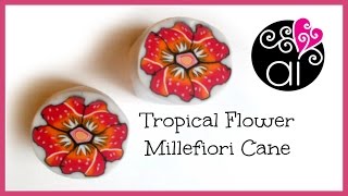 Tropical Flower Cane  Polymer Clay Tutorial  Millefiori Cane  Murrina Fiore Tropicale [upl. by Volnay]