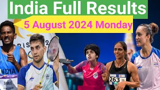 5 AUGUST FULL RESULT PARIS 2024 OLYMPICS  Avinash Sable Lakshya Sen Manika Batra cheer4bharat [upl. by Calvo]