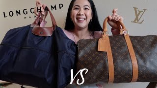 Longchamp Expandable Travel Tote and LV Keepall 45 Comparison VLOG [upl. by Rab]