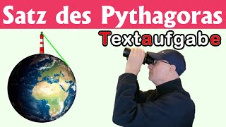 Satz des Pythagoras  Textaufgaben – Leuchtturm [upl. by Ycnan]