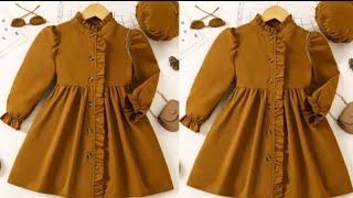 Very Easy Baby Frock Cutting and stitching with Frill and Contrast Baby Frock [upl. by Uziel]