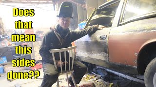 Restoring a ROTTEN Triumph Stag  pt5  Attempting to reskin a door [upl. by Araj820]