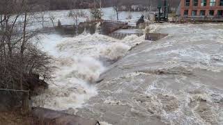 Winooski River at Winooski Bridge Burlington above major flood level 1 of 2 [upl. by Adnilak]