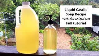 Liquid Castile Soap Making – 100 olive oil liquid soap recipe – full tutorial with easy recipe [upl. by Jarus455]