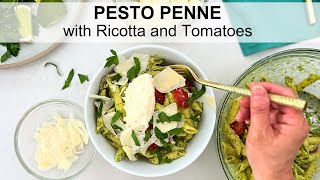 Italian Pesto Penne with Ricotta and Tomatoes 🇮🇹  Easy Summer Salads [upl. by Asabi]