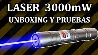 Laser Azul Ultra Potente 3000mW  Unboxing y Pruebas Experimentar En Casa [upl. by Mairb]