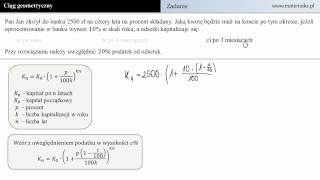 Ciąg geometryczny  zadanie 21c  procent składany [upl. by Annaiviv857]