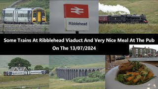 4K Some Trains At Ribblehead Viaduct SampC Line And Very Nice Meal At The Pub On The 13072024 [upl. by Tallia619]