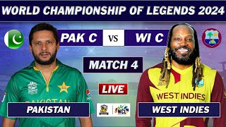 PAKISTAN vs WEST INDIES MATCH 4 WORLD CHAMPIONSHIP OF LEGENDS LIVE  PAK vs WI LIVE MATCH COMMENTARY [upl. by Zenda]