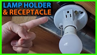 How To Install a Light With an Outlet  Porcelain Lamp Holder amp Grounded Receptacle [upl. by Onitsoga]