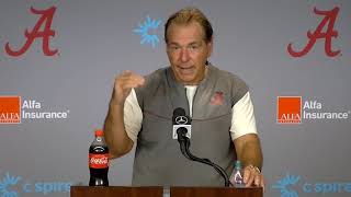 Nick Saban addresses the media following Alabamas second scrimmage of fall camp [upl. by Llerrut]