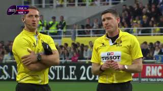 Shoulder hit penalty try yellow card massive scuff Clermont vs Northampton 19 [upl. by Atalya737]