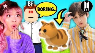 CAN I UNHYPNOTIZE MY BORING BF if BTS MEMBERS were ADOPT ME PETS BTS Trading Challenge Roblox [upl. by Aret]