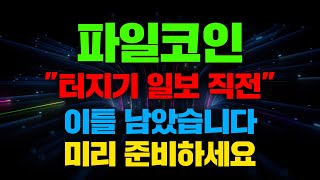 quot터지기 일보 직전quot 파일코인 이틀 남았습니다 미리 준비하세요 파일코인 파일코인전망 파일코인호재 [upl. by Ariday159]