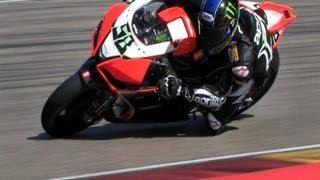 Eugene Laverty Aprilia RSV 4 R Motorland Aragon SBK Track Test Day [upl. by Eenaj]