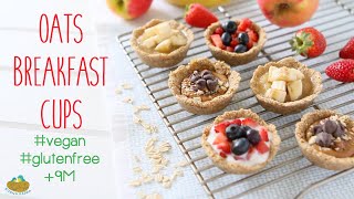 Baked Oatmeal Breakfast Cups Recipe 9M Vegan GF [upl. by Notsua]