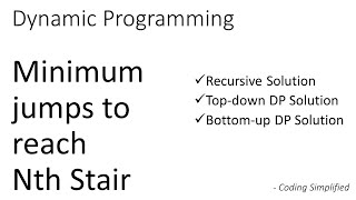 DP  3 Minimum jumps to reach nth Stair using 1 2 or 3 steps [upl. by Sumerlin]