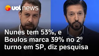 Ricardo Nunes tem 53 e Boulos marca 39 no 2º turno em SP diz pesquisa Real Time Big Data [upl. by Adlanor]