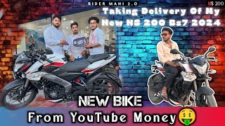 Taking delivery of new Ns 200 bs7 2024 model  Finally Youtube ke peise se new ns 200 bs7 🤑 💵 le li [upl. by Carolyn]