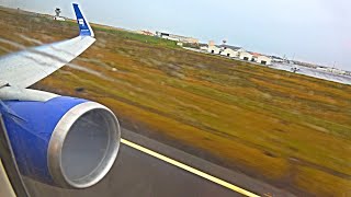 RAINY BOEING 767 TAKE OFF  KEFLAVIK ICELAND [upl. by Elitnahc]