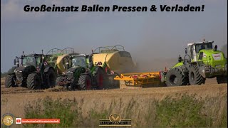 Großeinsatz Ballen Pressen amp Verladen XXL Strohbergung Agrarlohn Müritz Lohnunternehmen 2023 [upl. by Eanram]