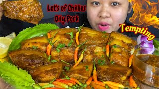 SPICY 🔥LOT’S OF CHILLI FATTY PORK CURRY MUKBANG  PORK BELLY MUKBANG  ASMR  BIG BITES  FOOD SHOW [upl. by Rydder783]