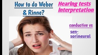 Weber test Rinne test hearing testsconductive amp sensorineural hearing lossdeafnessin Hindi [upl. by Kiele]