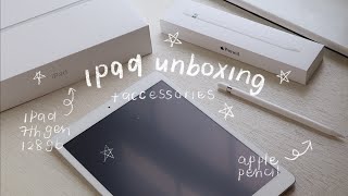 unboxing iPad 7th gen  apple pencil  accessories [upl. by Dadirac]