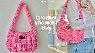 ☁️How To Crochet Shoulder Bag  Cloud Pleated Crochet Bag☁️ [upl. by Nirrej9]