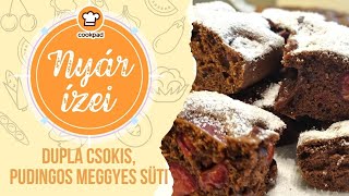 Dupla csokis pudingos meggyes süti  Nyár ízei a Cookpaden 😎🌞 [upl. by Darcee755]