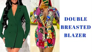 How to cut and sew a NOTCHED COLLAR Double Breasted Blazer Dress [upl. by Leafar]