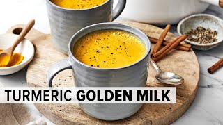 GOLDEN MILK TURMERIC MILK  dairyfree vegan golden milk recipe [upl. by Pond147]