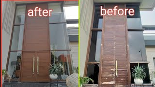 aluminium curtain wall front door  wood to replace aluminium door [upl. by Wallache]