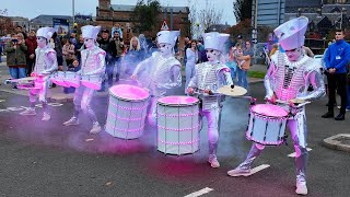 Spark LED drummers street theatre drumming show at 2024 Paisley Halloween Festival in Scotland [upl. by Layor]