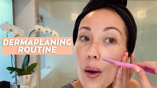 My Dermaplaning At Home Skincare Routine  SKINCARE [upl. by Amikat81]