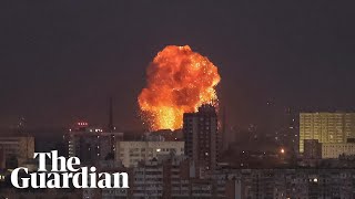 Kyiv hit by barrage of Russian missile and drone attacks [upl. by Aimek417]