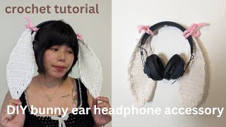 DIY crochet bunny ear headphone accessories ☆🐇 quick project [upl. by Tound]