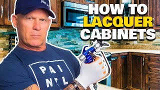 How To Lacquer Cabinets Spraying Lacquer On Cabinets airless sprayer [upl. by Rivi]