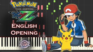 Pokemon XYZ Opening English Theme Song Piano Cover  Synthesia Tutorial [upl. by Nivaj]