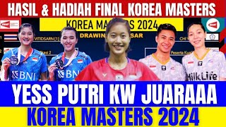 WOW INDONESIA JUARAA‼️PUTRI KW VS CHINAHasil Final Korea Masters 2024 hari ini [upl. by Nairda799]