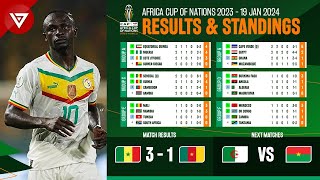 🟢 Senegal vs Cameroon  Africa Cup of Nations 2023 2024 Standings Table amp Results as of Jan 19 [upl. by Amerd828]