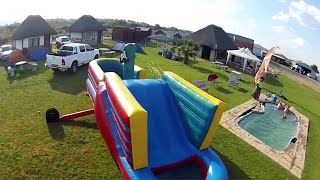 Skydiver Lands On Pirate Bouncy Castle [upl. by Sheryle]