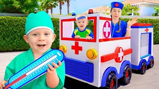 Wheels On The Ambulance Kids Stories with Oliver and Mom [upl. by Chuck313]